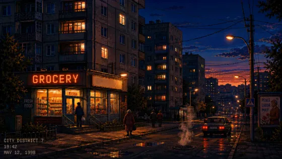 The city at dusk, before the fall