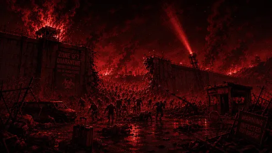 The city on fire at night